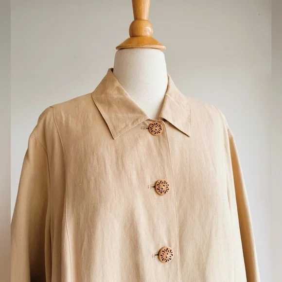 Laura Ashley Silk Linen Belted Jacket | Spring Neutral Quiet Luxury 1X - Picture 4 of 8